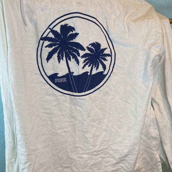XS PINK VS Zip up hoodie White and blue palm tree logo - Picture 2 of 3